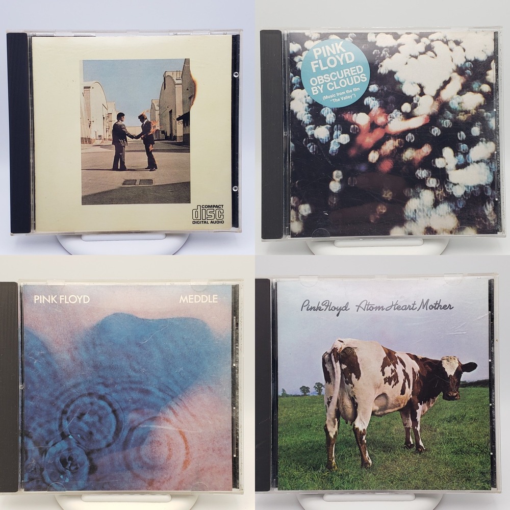 Pink Floyd 4 CD Lot Wish You Were Here Meddle Atom Heart Mother Obscured Clouds